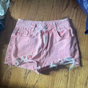 Pink denim shorts